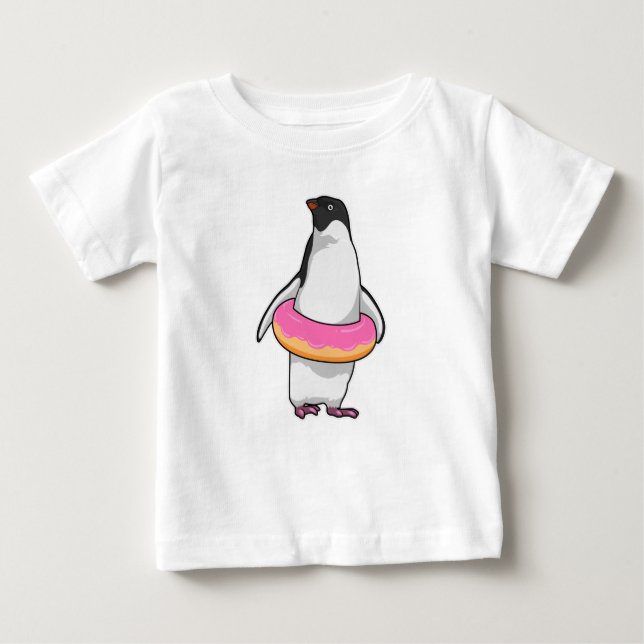 Camiseta Para Bebê Pinguim com Rosquinha (Frente)