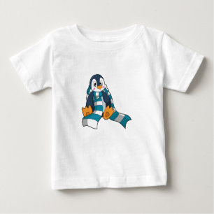 Camiseta Para Bebê Pinguim com Scarf