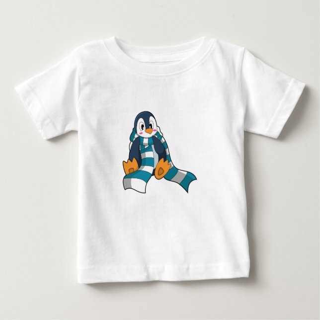 Camiseta Para Bebê Pinguim com Scarf (Frente)