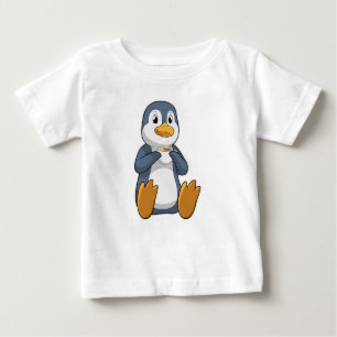 Camiseta Para Bebê Pinguim com Taça do Café