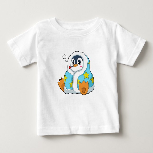 Camiseta Para Bebê Pinguim com termômetro clínico (Frente)