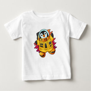 Camiseta Para Bebê Pinguim como astronauta em trajes