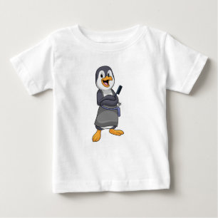 Camiseta Para Bebê Pinguim como Lista de Cabelos com Comb