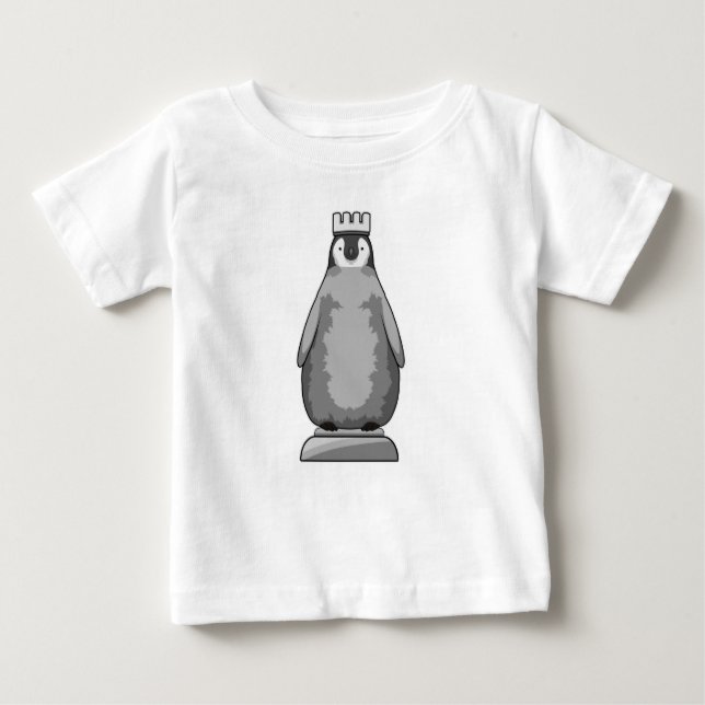 Camiseta Para Bebê Pinguim como peça de xadrez King (Frente)