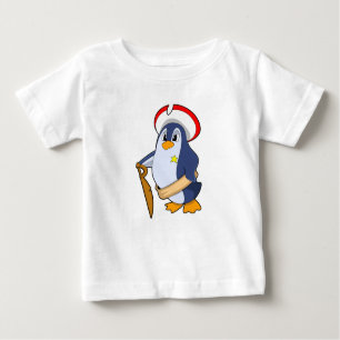 Camiseta Para Bebê Pinguim como Pirata com Chapéu