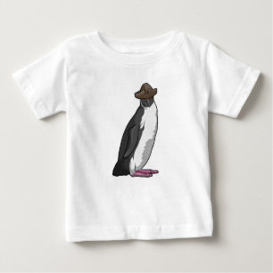 Camiseta Para Bebê Pinguim como Pirata com Chapéu