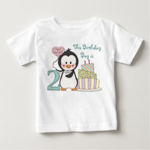 Camiseta Para Bebê Pinguim Cutie - do menino aniversário em segundo