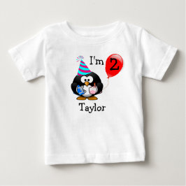 Camiseta Para Bebê Pinguim de festa de 2º aniversário engraçado e fof