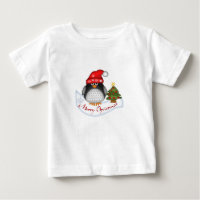 Pinguim de Natal bonito com Criança de Texto Longa