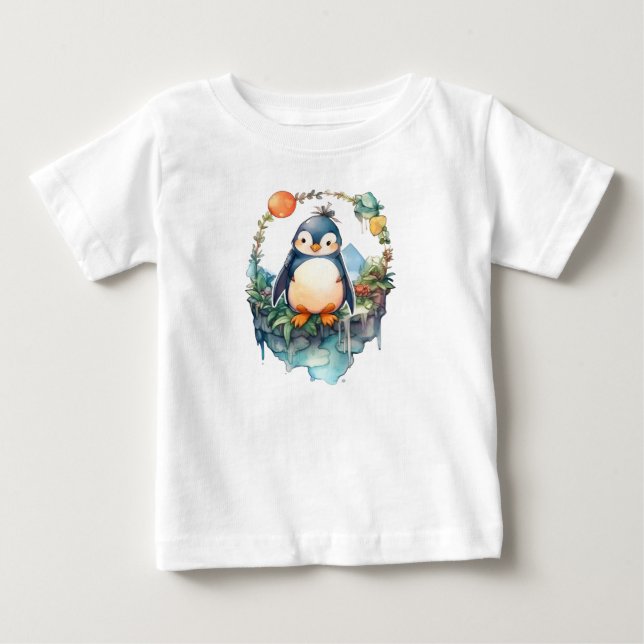 Camiseta Para Bebê Pinguim Doce (Frente)