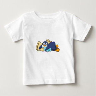 Camiseta Para Bebê Pinguim dormindo com Travesseiro