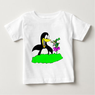 Camiseta Para Bebê Pinguim e Leprechaun