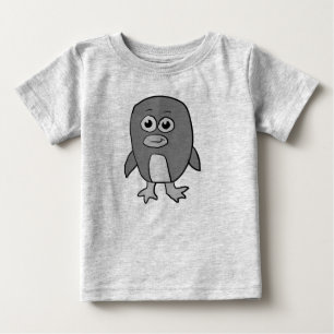 Camiseta Para Bebê Pinguim em Tons de Cinza