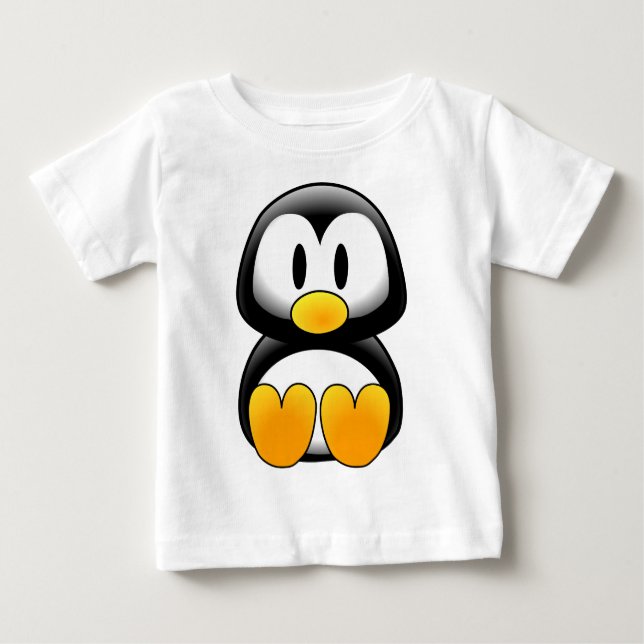 Camiseta Para Bebê Pinguim Engraçado e Bonito (Frente)