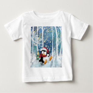 Camiseta Para Bebê Pinguim Feliz - Natal