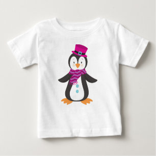 Camiseta Para Bebê Pinguim Gelado, Pinguim Com Chapéu, Pinguim Com Sc