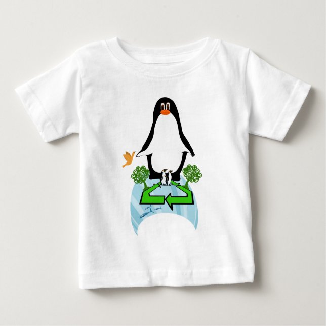 Camiseta Para Bebê Pinguim Global (Frente)