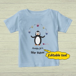 Camiseta Para Bebê Pinguim malabarizando texto personalizado de cupca