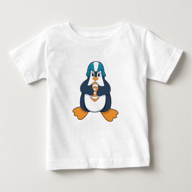 Camiseta Para Bebê Pinguim no Futebol (Frente)