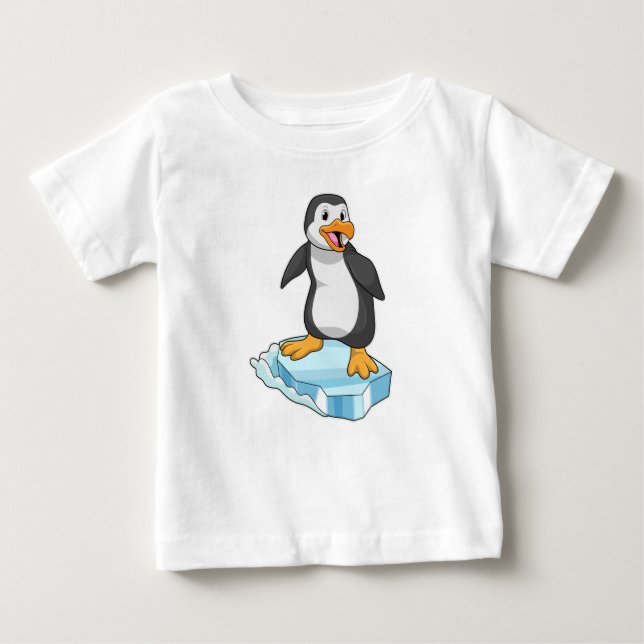 Camiseta Para Bebê Pinguim no gelo (Frente)