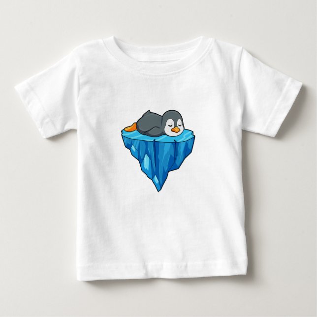 Camiseta Para Bebê Pinguim no gelo (Frente)