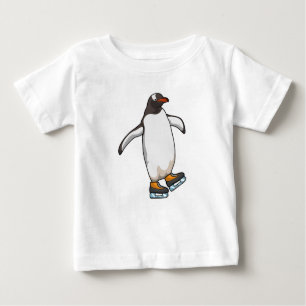Camiseta Para Bebê Pinguim no patinagem de gelo com skates de gelo