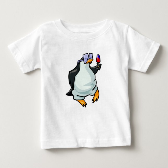 Camiseta Para Bebê Pinguim Pudgy (Frente)