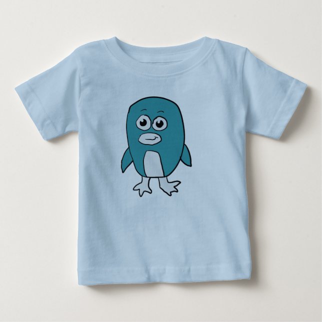 Camiseta Para Bebê Pinguim Retro (Frente)