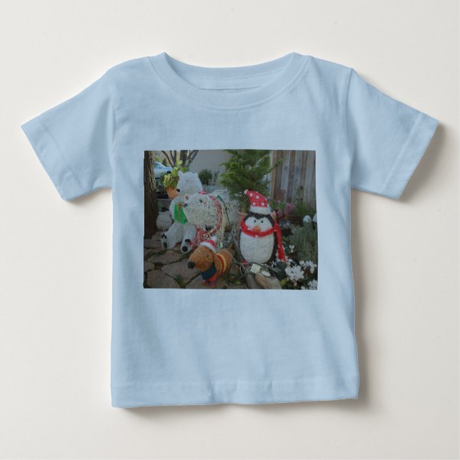 Camiseta Para Bebê Pinguim, urso polar e renas de brinquedos de féria (Frente)