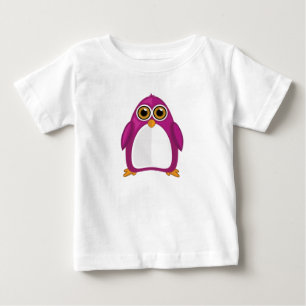 Camiseta Para Bebê Pinguim Violeta Vermelho Fofo – Pinguim Kawaii de