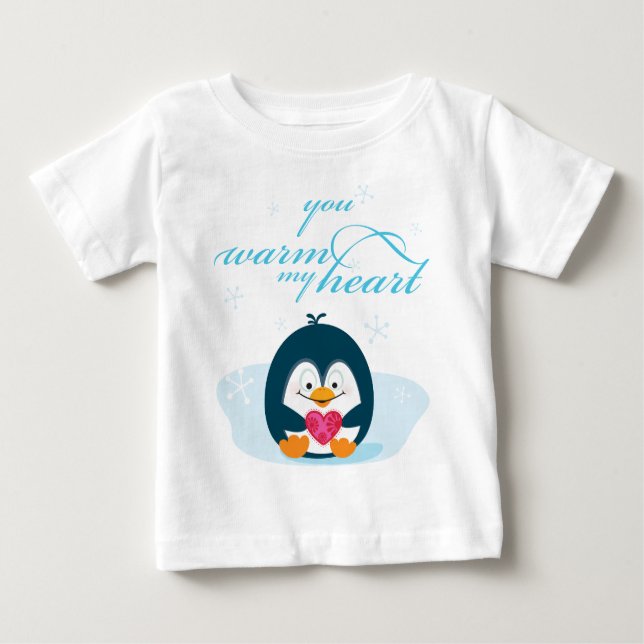 Camiseta Para Bebê PINGUIN "você aquece meu coração" (Frente)