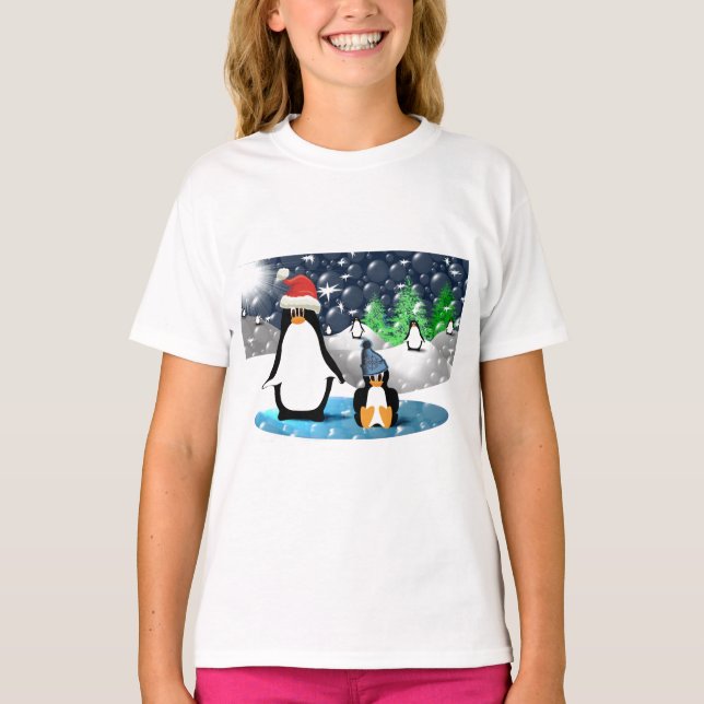 Camiseta Para Bebê Pinguins (Frente)