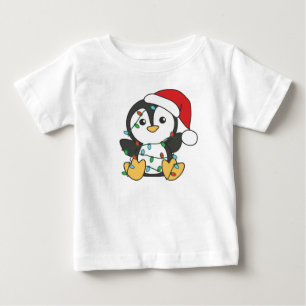 Camiseta Para Bebê Pinguins de Natal de Inverno Pinguins
