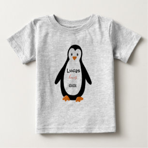 Camiseta Para Bebê Pinguins, Gigi e nome
