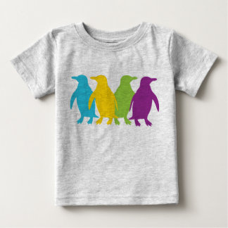 Camiseta Para Bebê Pinguins pequenos retros
