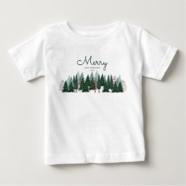 Camiseta Para Bebê Pinheiros verde floresta natureza Natal Feriado