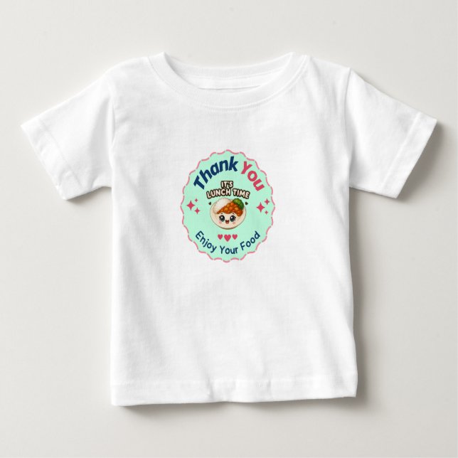 Camiseta Para Bebê Pink Blue Cute Illustrative Food Business Thank Yo (Frente)