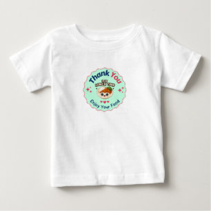 Camiseta Para Bebê Pink Blue Fofo Ilustrativo Roupas Negócios Obrigad