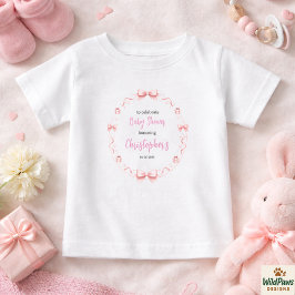 Camiseta Para Bebê Pink Bow Girl Baby Shower – Cute & Fun Party