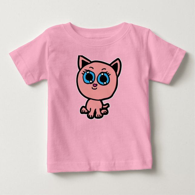 Camiseta Para Bebê Pink Chibi Kitty (Frente)