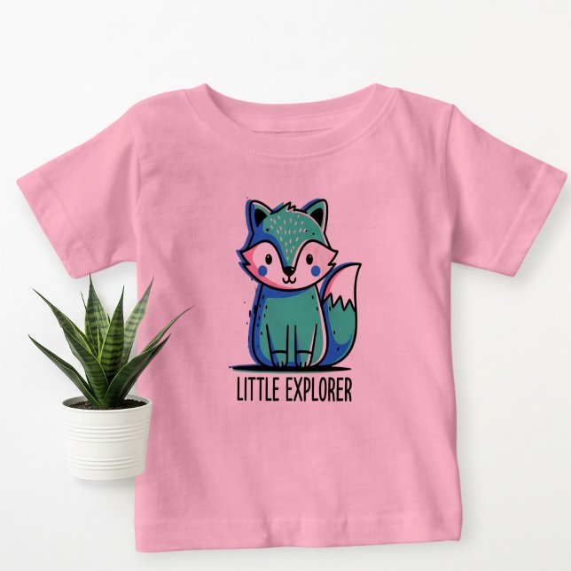 Camiseta Para Bebê Pink Little Explorer Baby T-Shirt - Cute  (Criador carregado)