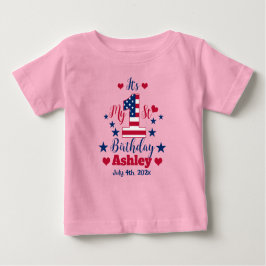 Camiseta Para Bebê Pink Personalizado de primeiro aniversario 4 de ju