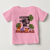 Pink Personalized WILD ONE Safari Primeiro Anivers