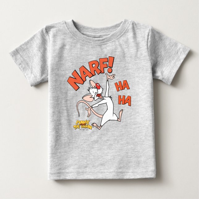 Camiseta Para Bebê Pinky e o Cérebro | Pinky "Narf!" (Frente)
