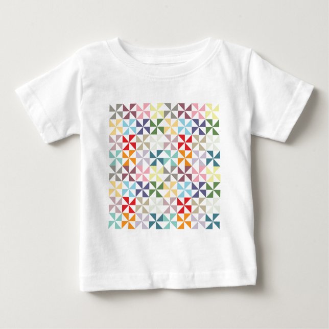 Camiseta Para Bebê Pino Geométrico Colorido (Frente)