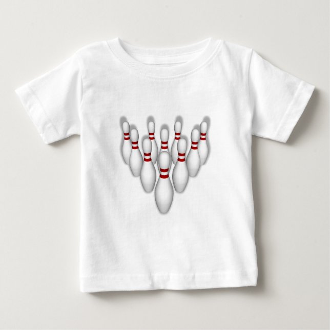 Camiseta Para Bebê Pinos da Boliche: Modelo 3D: (Frente)