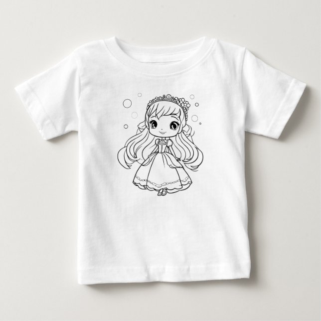 Camiseta Para Bebê Pinte a Princesa você mesmo (Frente)
