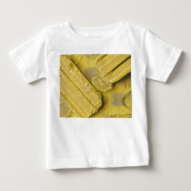 Camiseta Para Bebê Pintel de cone de sorvete amarelo (Frente)