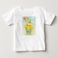 Pintinho bonito em macacos - Watercolor Birthday T
