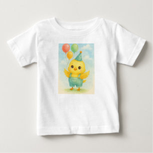 Camiseta Para Bebê Pintinho bonito em macacos - Watercolor Birthday T
